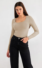 Body Manga Larga Escote Cuadrado