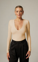 Body Manga Larga Escote en V