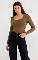 Body Manga Larga Escote Cuadrado