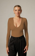 Body Manga Larga Escote en V