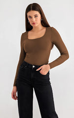 Body Manga Larga Escote Cuadrado